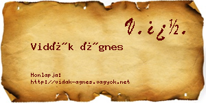 Vidák Ágnes névjegykártya